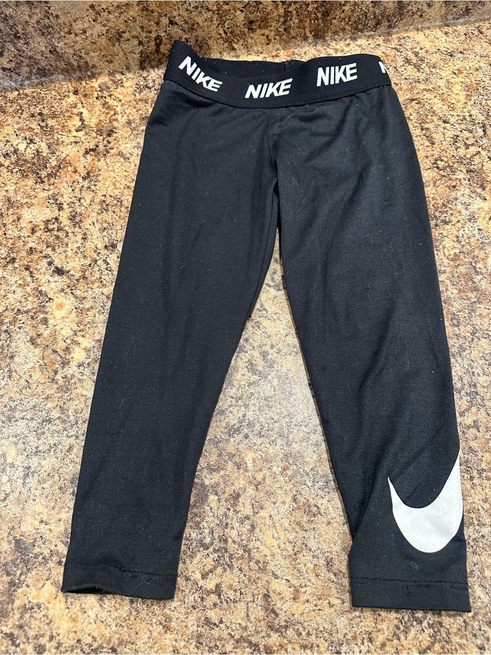 Nike Black Capri Leggings with White Swoosh